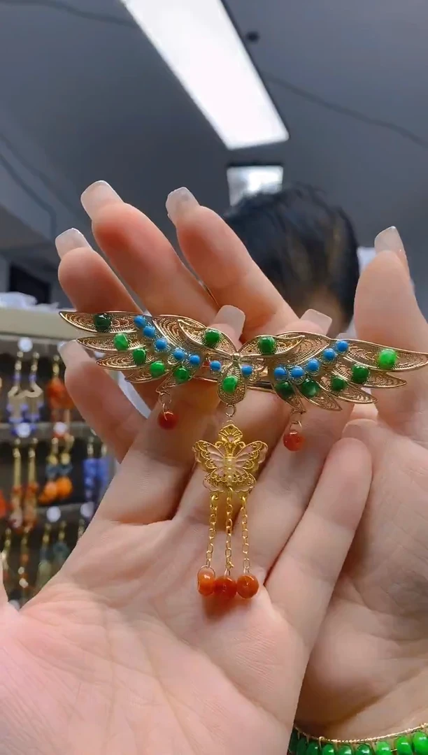 【闪购商品】翡翠耳饰合金121翡翠发簪