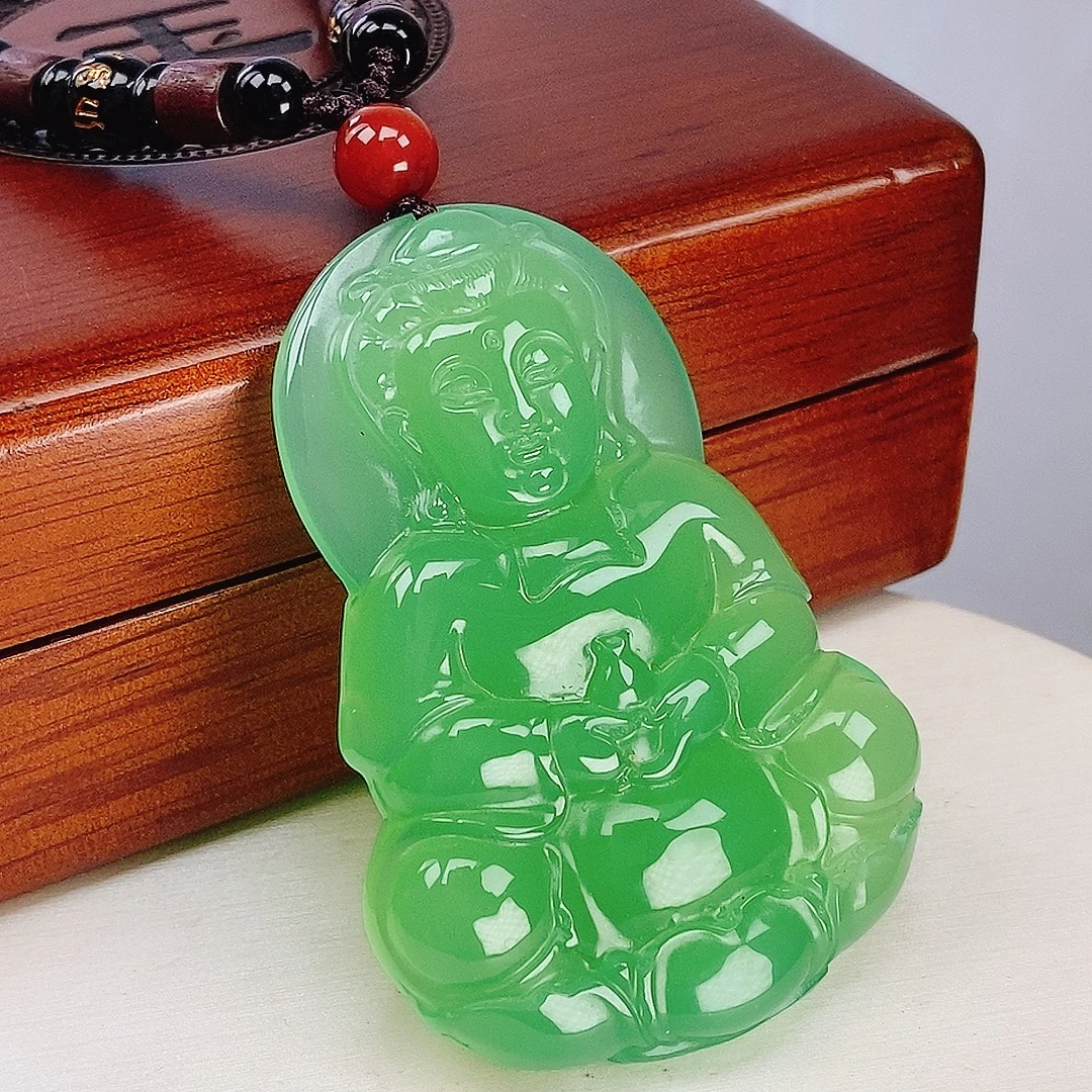 帝王大绿观音吊坠 观音吊坠(配绳) 观音菩萨项链 带证书带礼盒