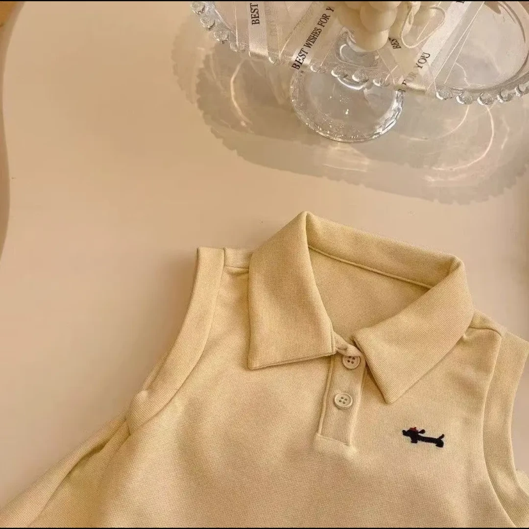 【黑妞妞】女宝宝韩版polo领学院风套装夏季运动休闲两件套AJ90250