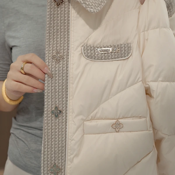 [甄选大朵鸭绒]25年冬暖绒彩格保暖热卖白鸭绒羽绒服E-4003