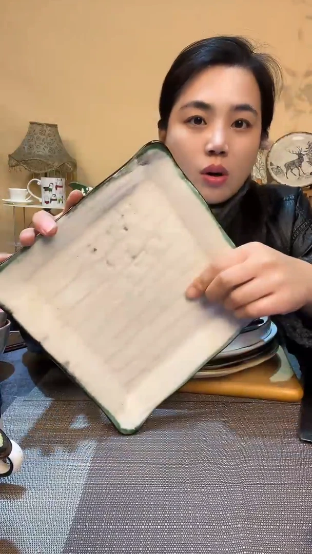 瓷片8英寸复古方盘 微瑕介意勿拍