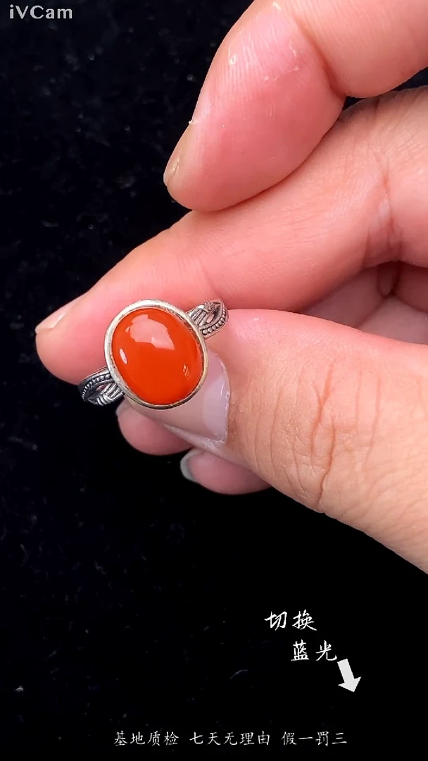 银S925镶嵌南红玛瑙戒指多样性发一