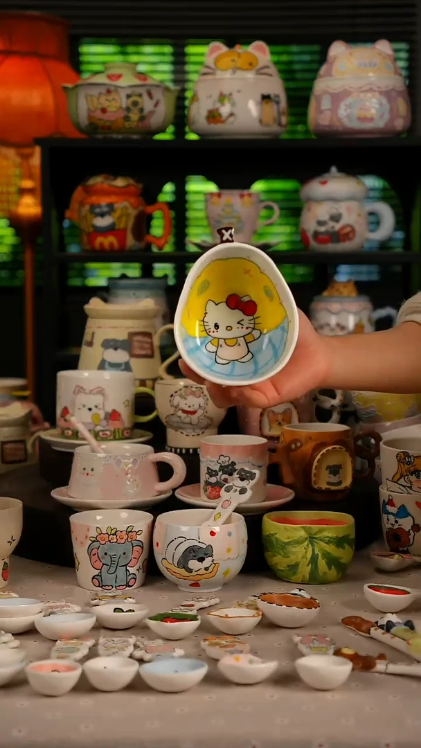 陶瓷无盖款景德镇高温釉下彩纯手绘创意瓷