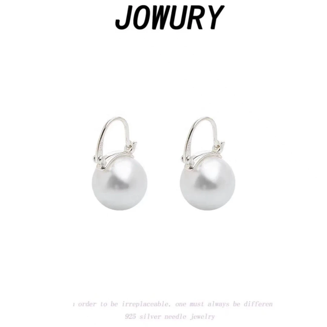 Jowury 925银耳饰 冷白光14MM 白金色 茶壶 简约 时尚  耳扣 素款