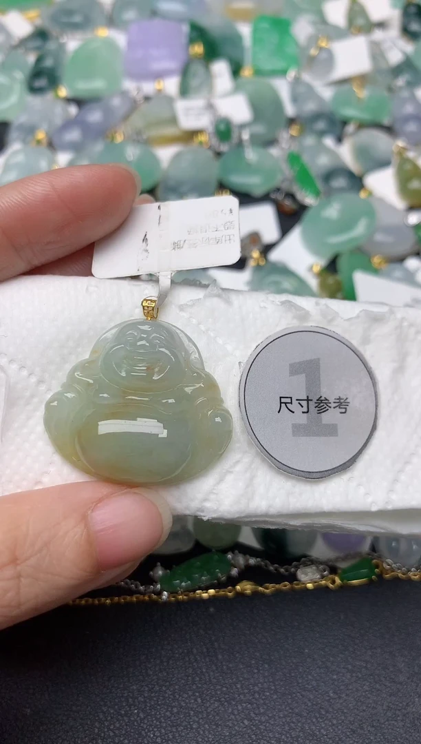 颈饰18K金镶嵌翡翠天然缅甸A货翡翠