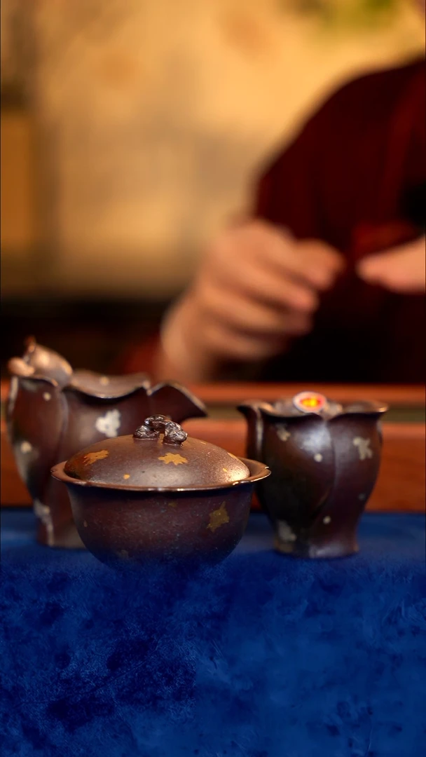 紫砂 宜兴紫砂 GFY 小叶紫檀 盖碗套组