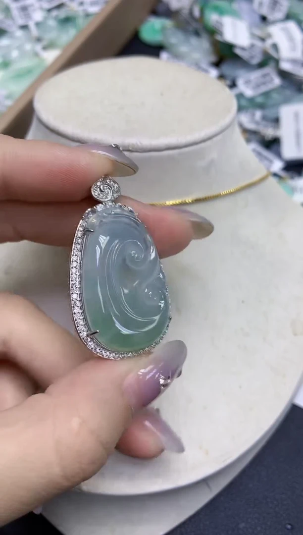 颈饰未镶嵌翡翠天然缅甸翡翠A货百元以上9元证书费自理