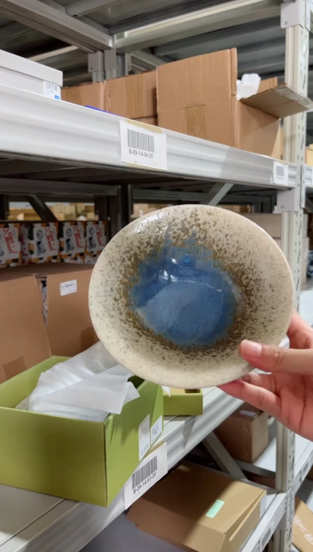 瓷片福利青水彩轮钵 单个