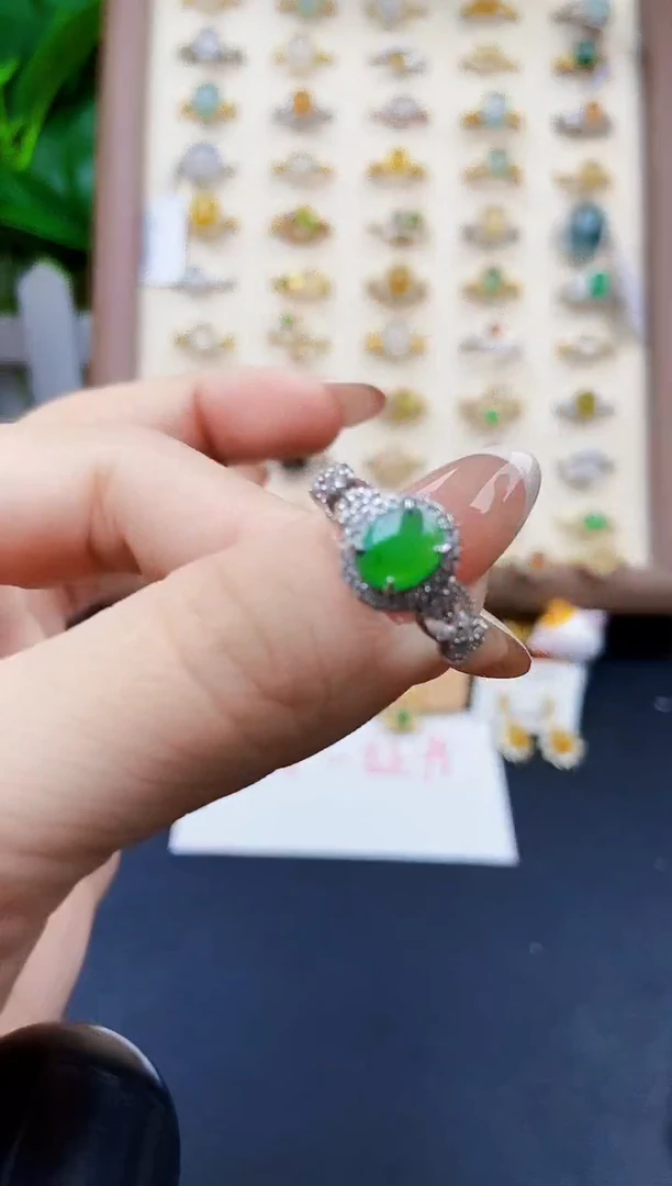 银S925镶嵌戒指翡翠12