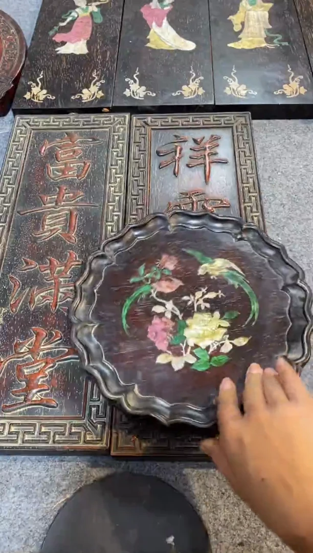 香榧木紫檀拆件雕刻板以直播间实物为准微瑕老物件