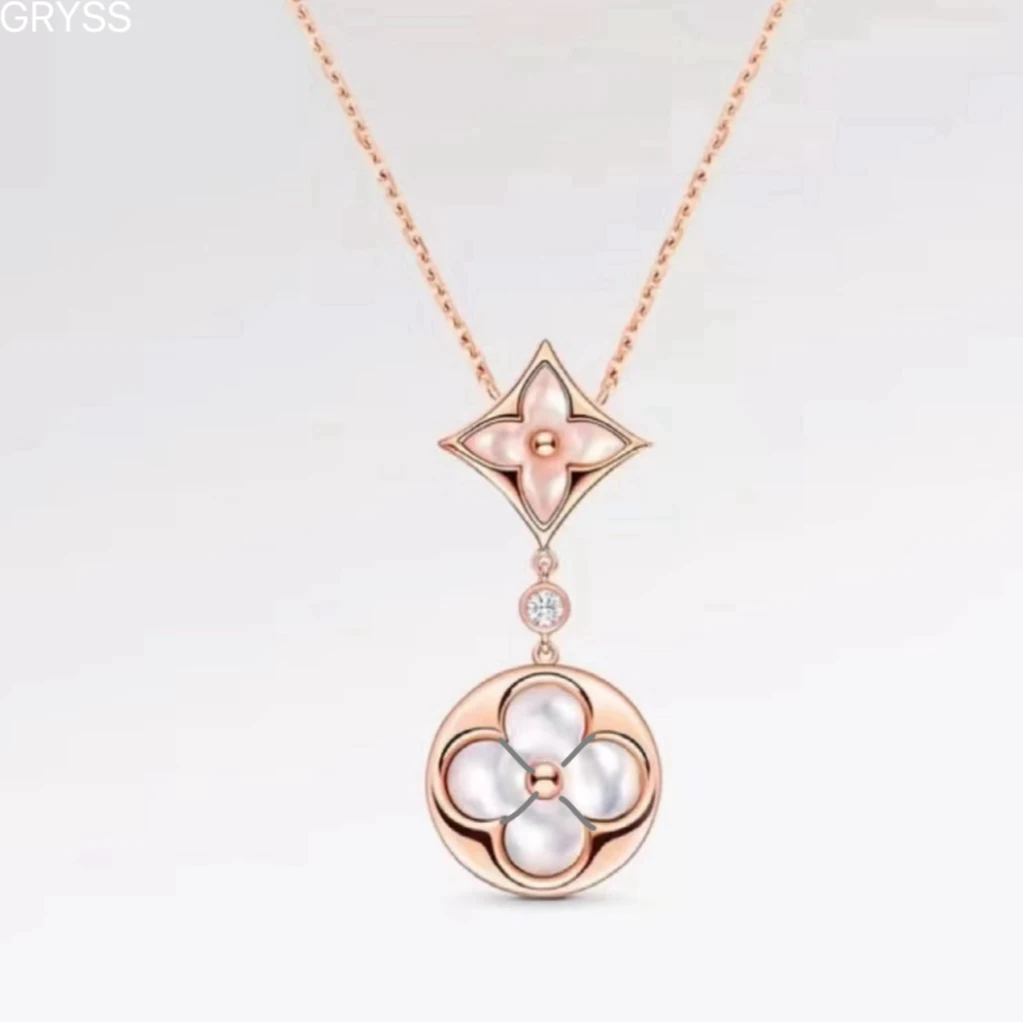 坠链均925银合成锆石 菱圆四叶草猫贝钻银项链耳环不掉色时尚SYCY