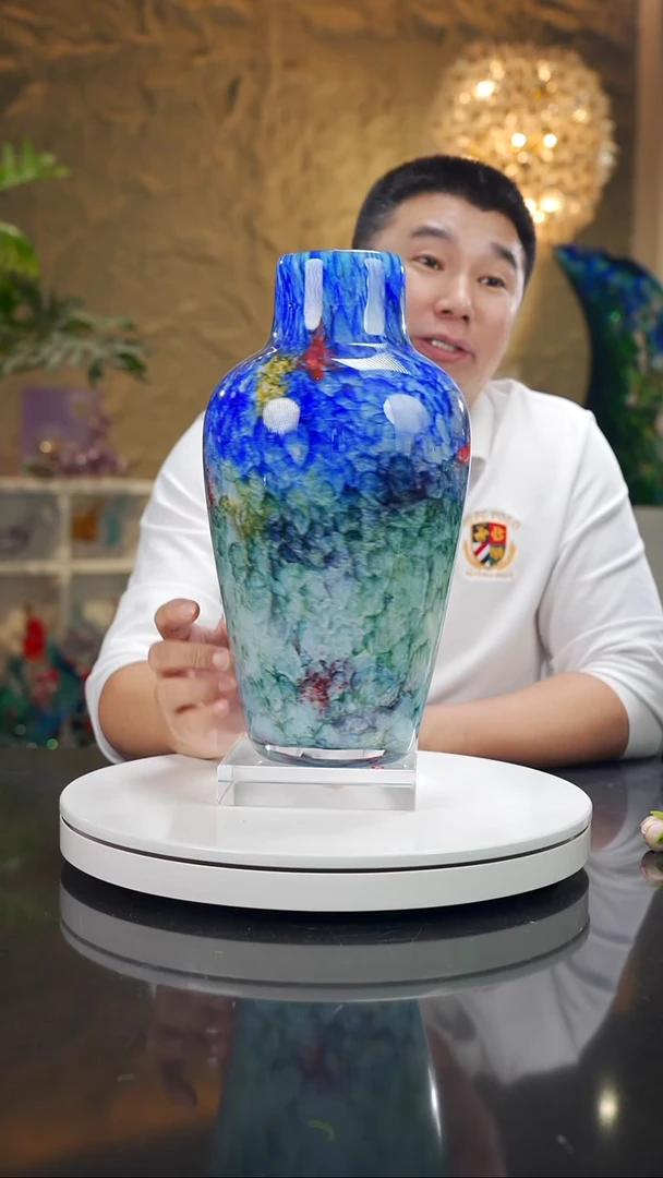 摆件福利设计款蓝彩莫奈花瓶