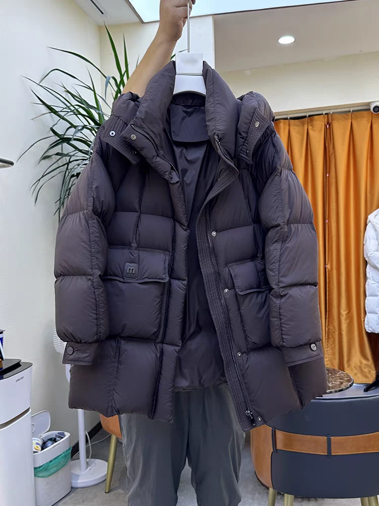6339中长款羽绒服黑色（M衣长75左右）
