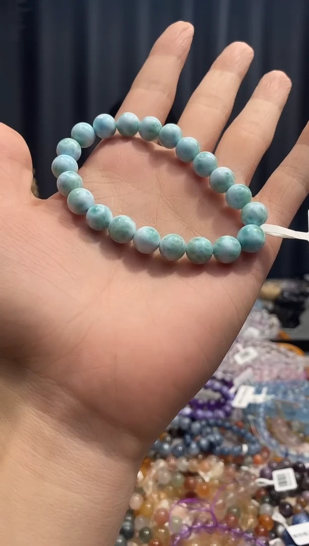 未镶嵌针钠钙石（海纹石）手链天**蓝海文石