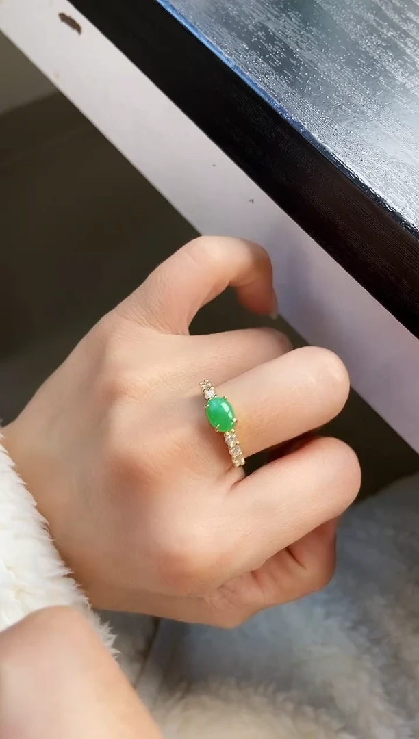 银S925镶嵌戒指翡翠12