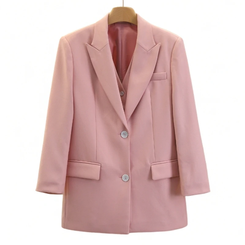 F806-【蔓】假两件职场风西装领单排扣西装外套#WMN55W025