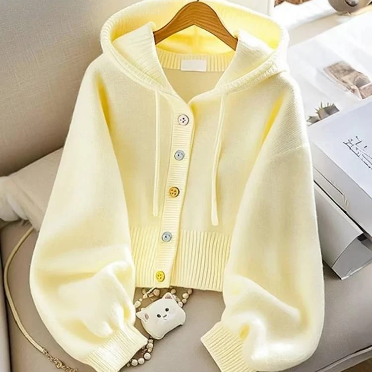 美美心选宽松秋季连帽毛针织衫休闲女装开衫秋装长袖针织衫上衣