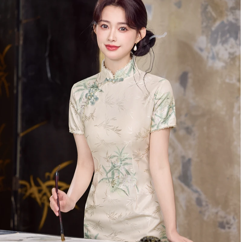 中式改良旗袍中长复古2025夏季新款气质款连衣裙少女高端年轻显瘦