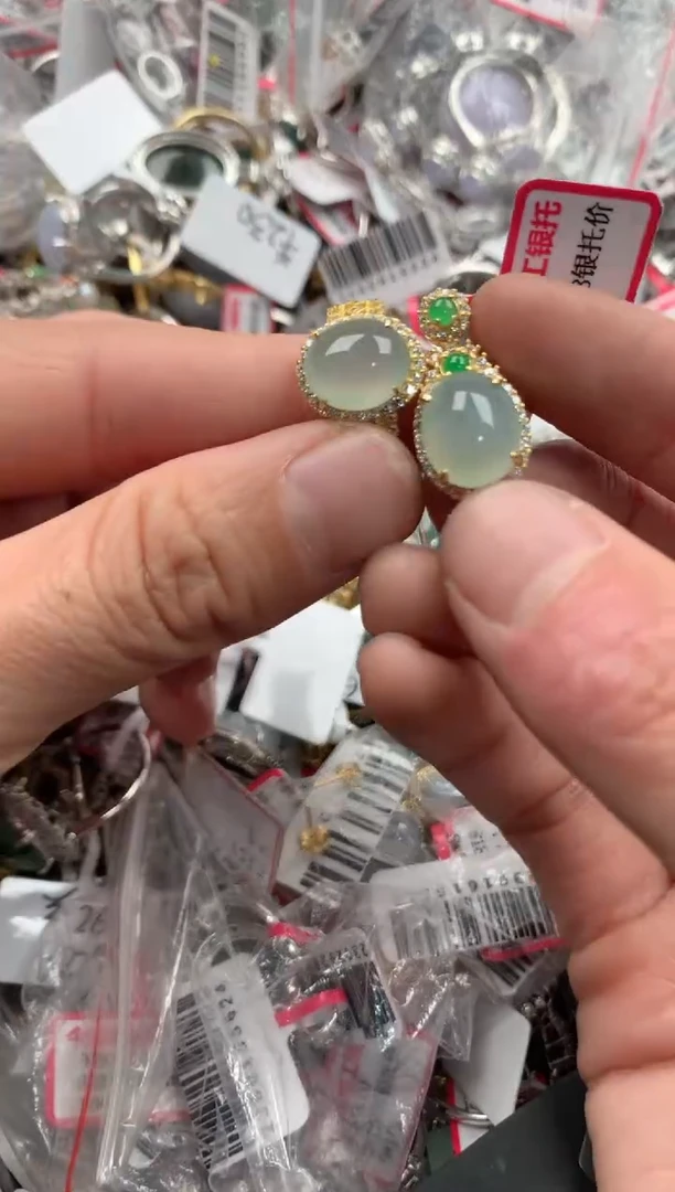 银S925镶嵌戒指翡翠101010----1