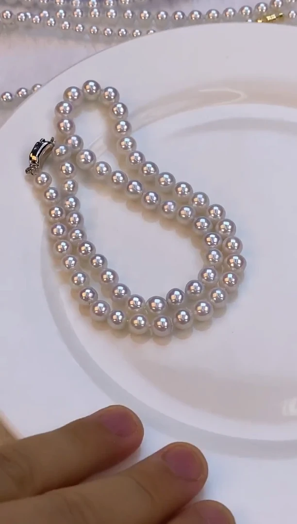 项链银S925镶嵌淡水珍珠吉*娟7-8