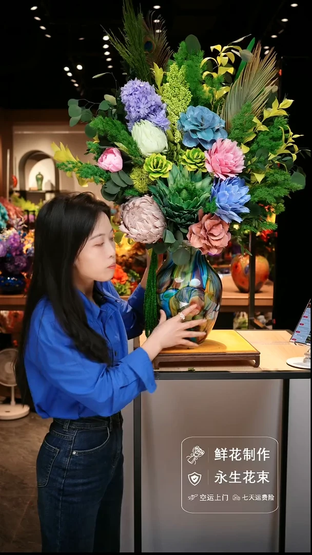 手工艺品琉璃手工花器花束空运包邮送货上门-以图片为准