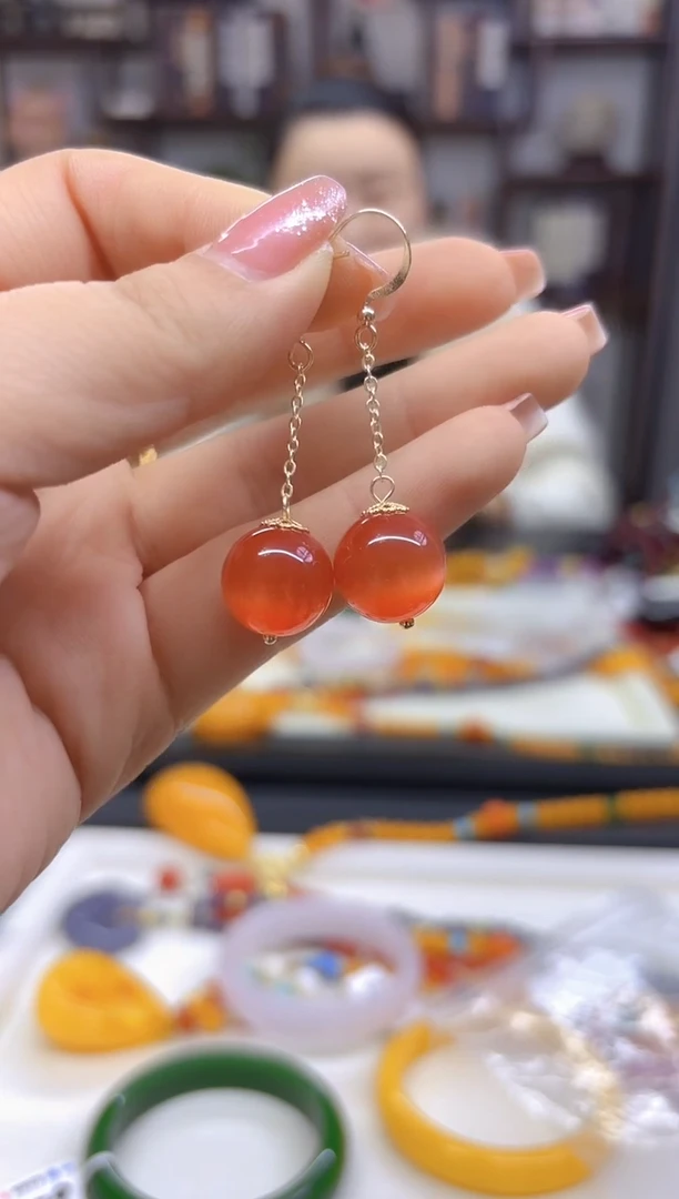 【闪购商品】碧玺猫眼耳饰14K金镶嵌E630