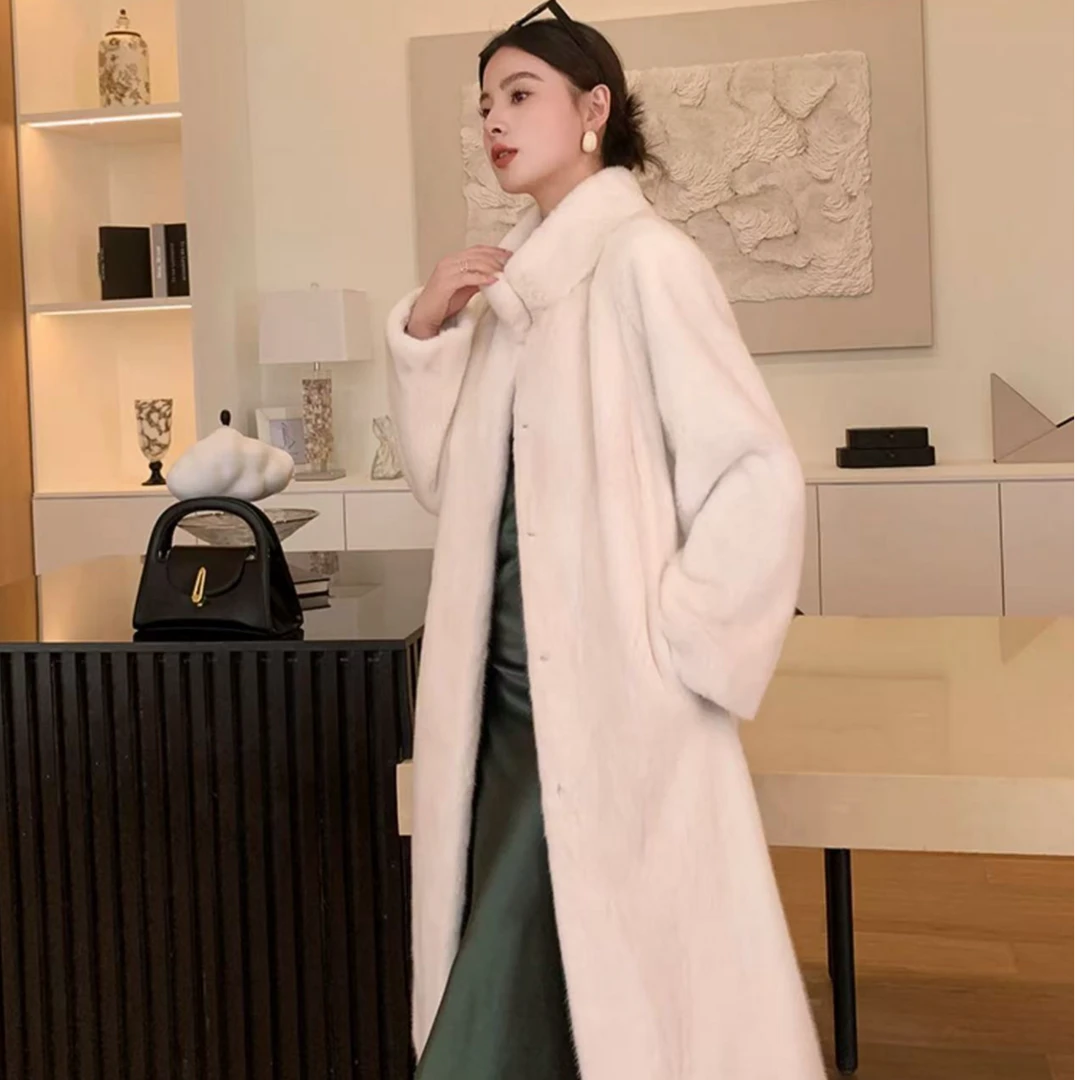 2025年 进口长款100cm丹麦紫金短二水貂外套立领宽松时尚大衣