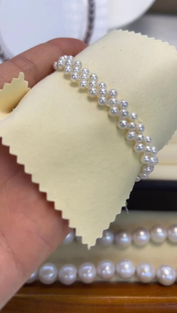 银S925镶嵌手绳淡水珍珠编织款