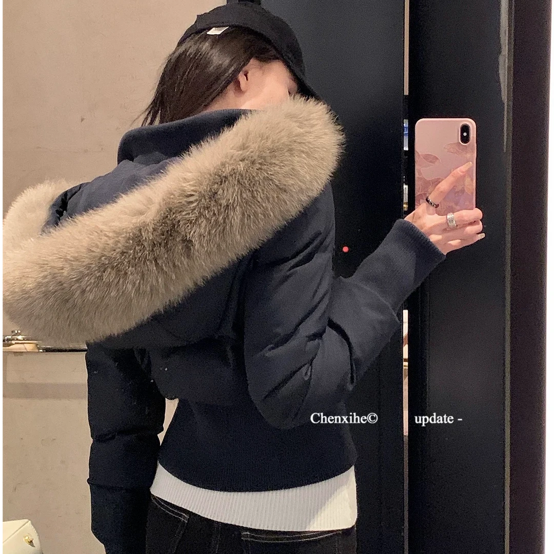 35、冬季加厚保暖棉服女短款修身显瘦连帽大毛领冬季外套