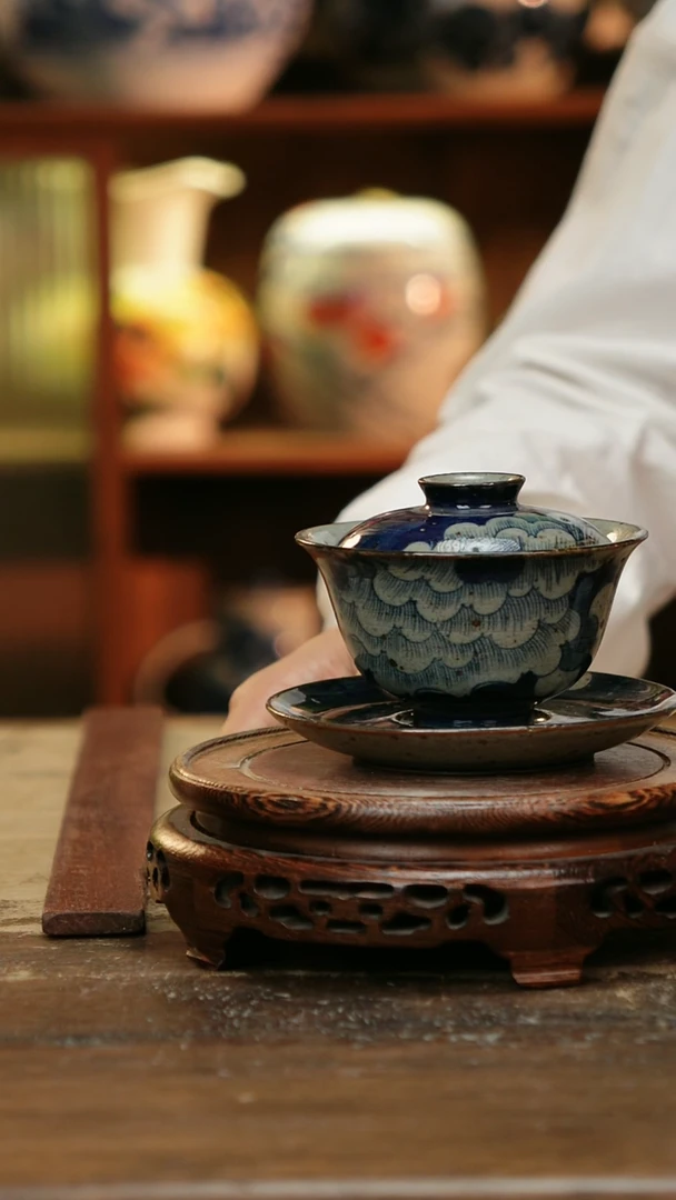 摆件景德镇纯手工釉下彩精品茶具