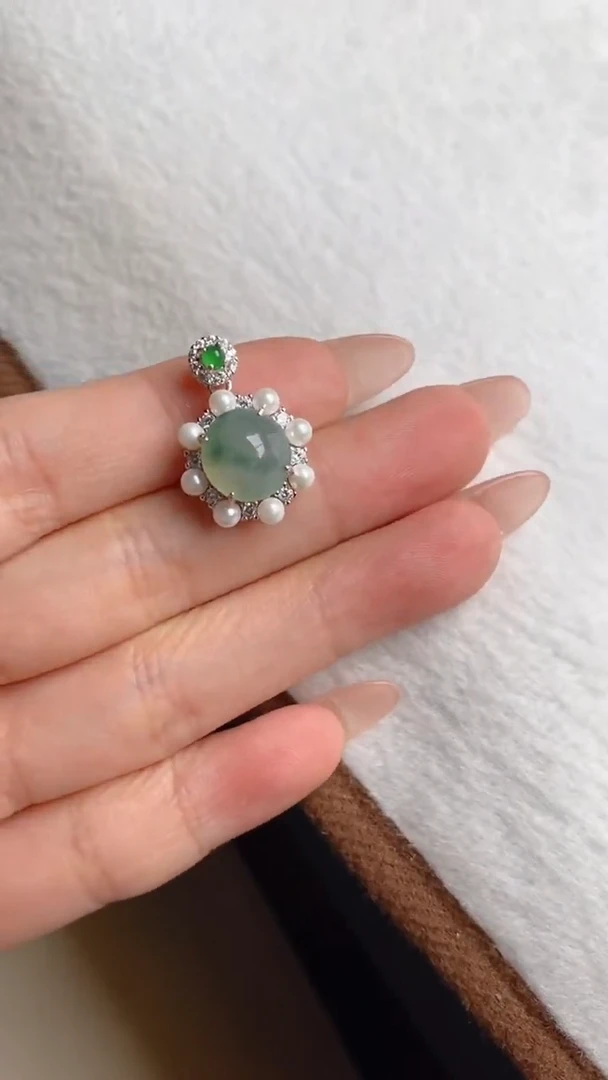 翡翠戒指银S925镶嵌天然A货翡翠