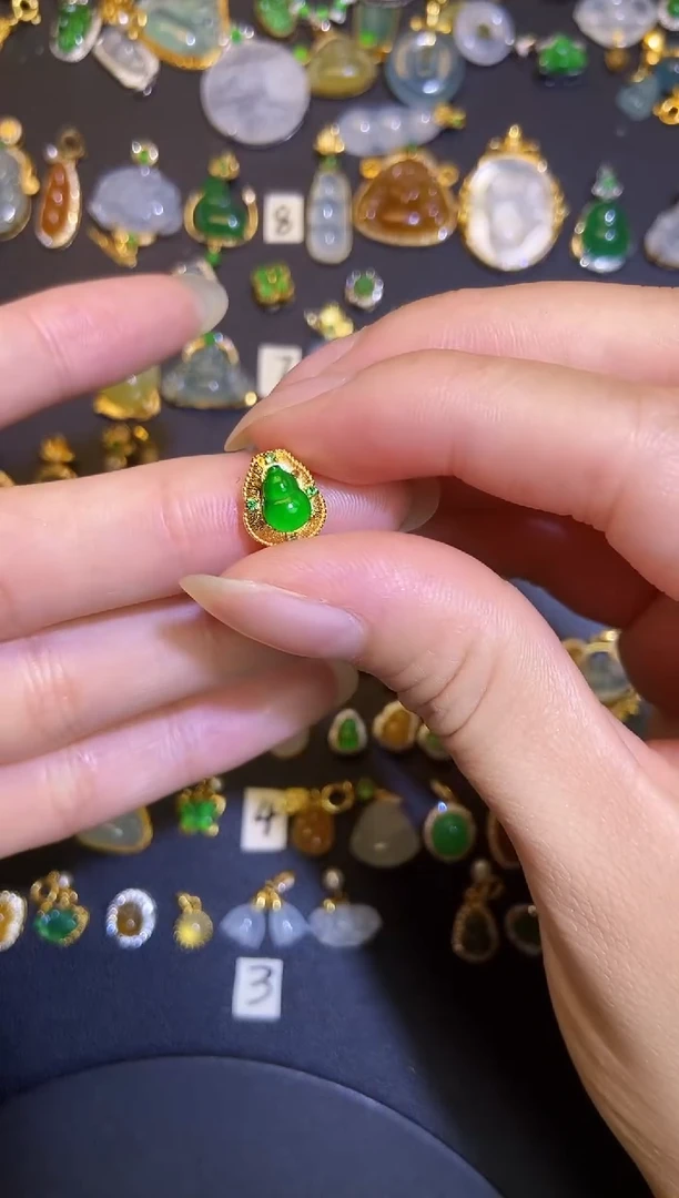 翡翠银S925镶嵌吊坠(不含链)天然A货翡翠