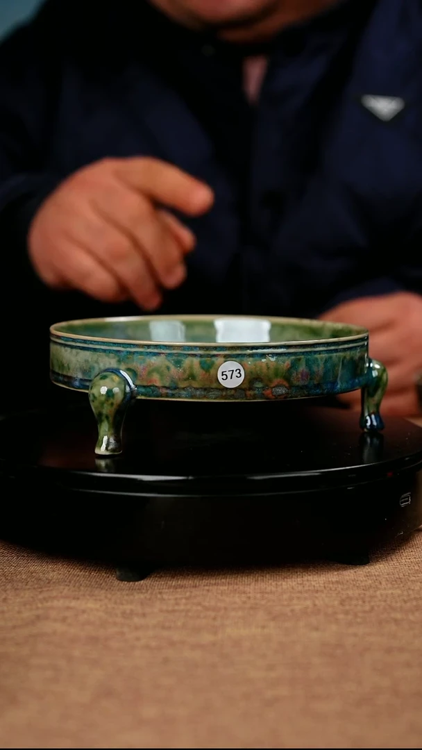 【闪购商品】573#盼龙窑一级品原矿钧瓷炉钧釉三足洗