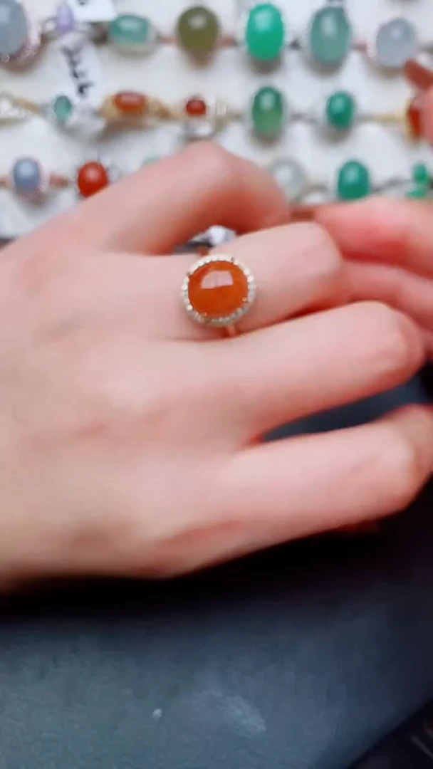 银S925镶嵌戒指翡翠...