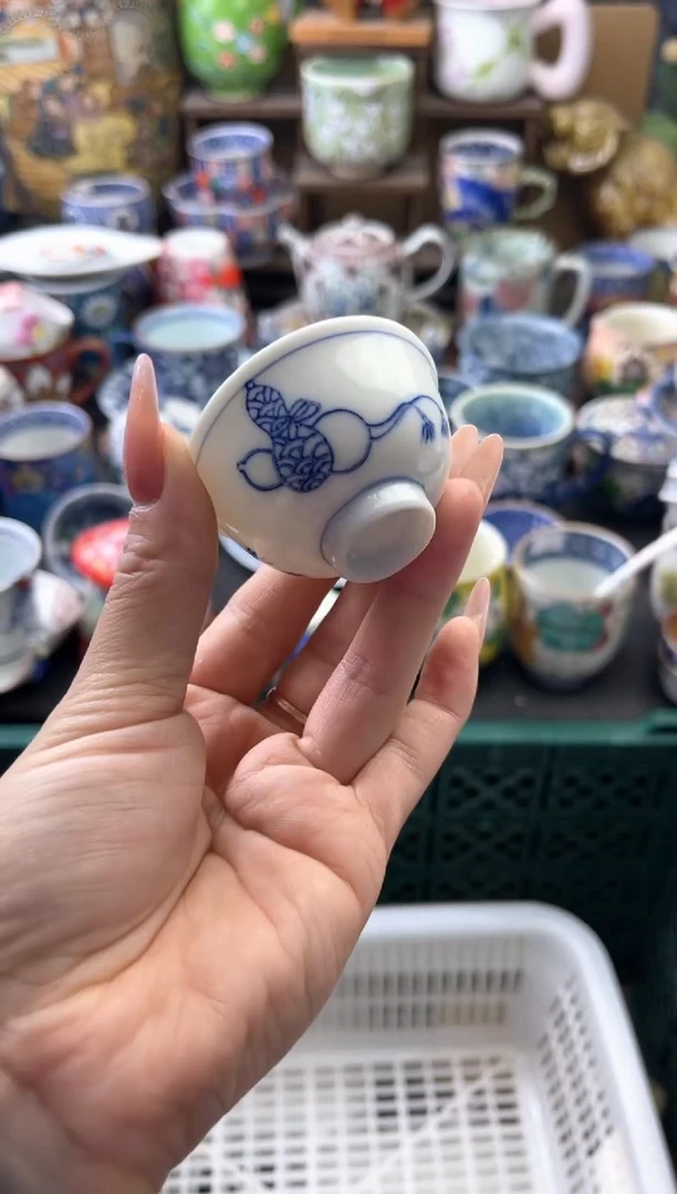 瓷片青花小杯号六六工艺品瓷器
