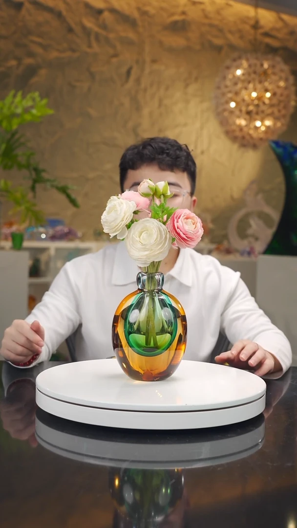 手工艺品琉璃双色祖母绿琥珀色香薰瓶