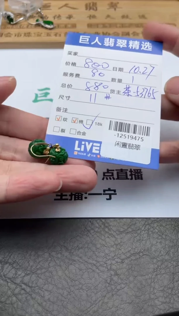 颈饰18K金镶嵌翡翠耳饰多人-12519475