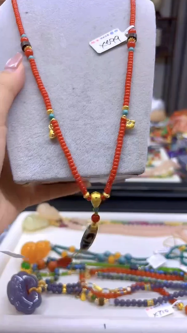 南红玛瑙未镶嵌毛衣链DIY款X699