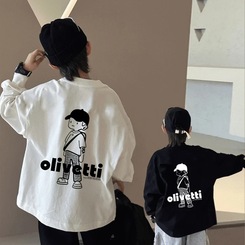 【100%纯棉】童装男童长袖t恤秋季儿童中大童男孩上衣洋气打底衫潮