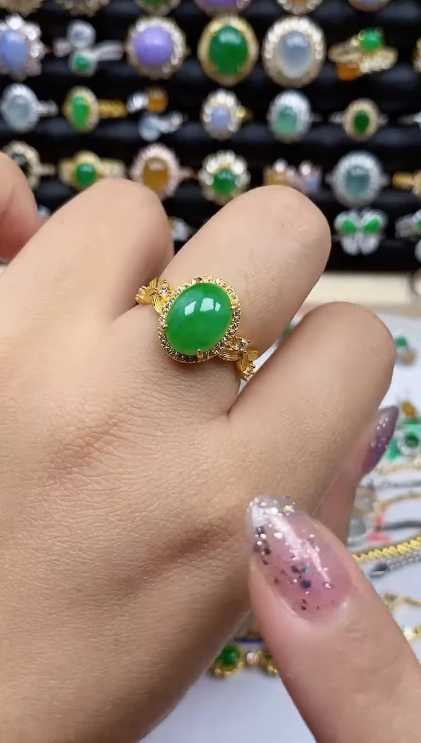 银S925镶嵌戒指翡翠789