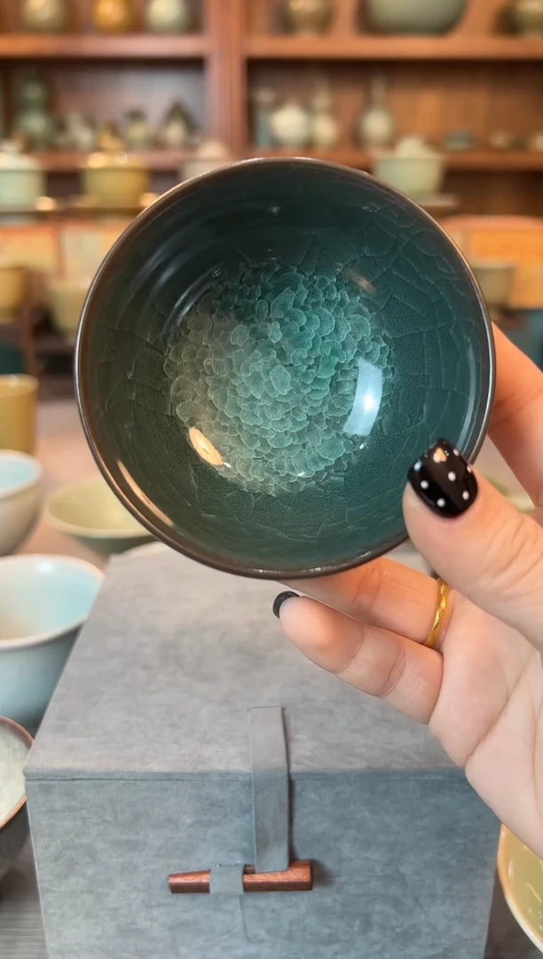 星*墨翠冰裂纹主人杯纯手工