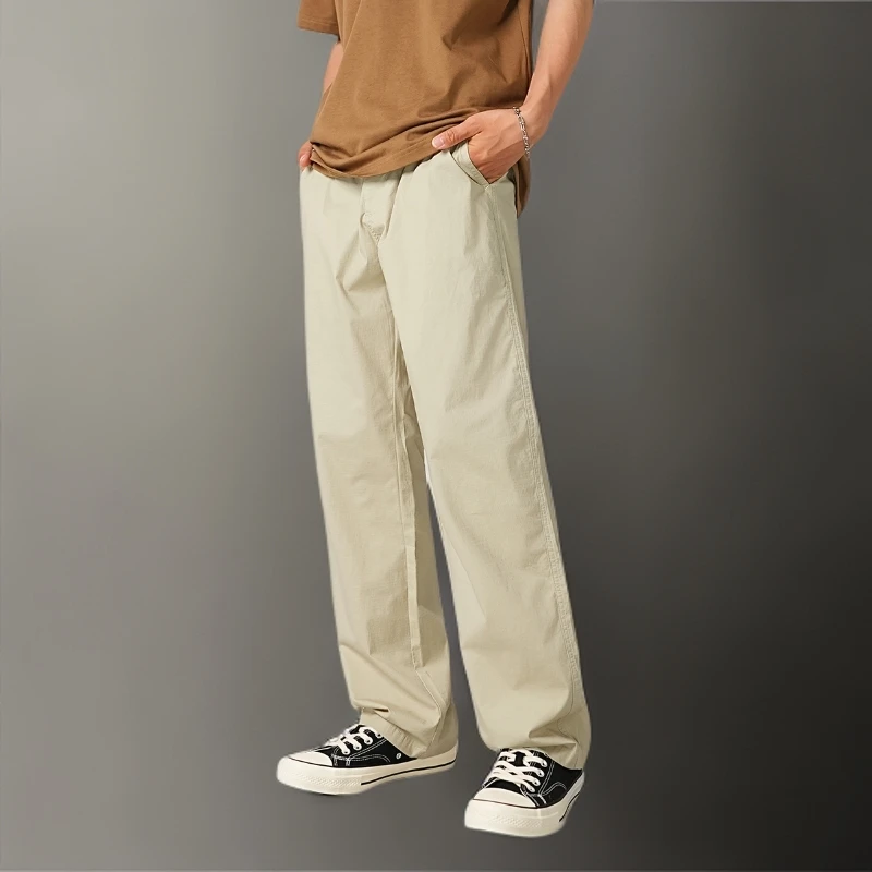 男士时尚款夏季透气弹力休闲裤男薄款宽松直筒松紧腰潮流百搭长裤