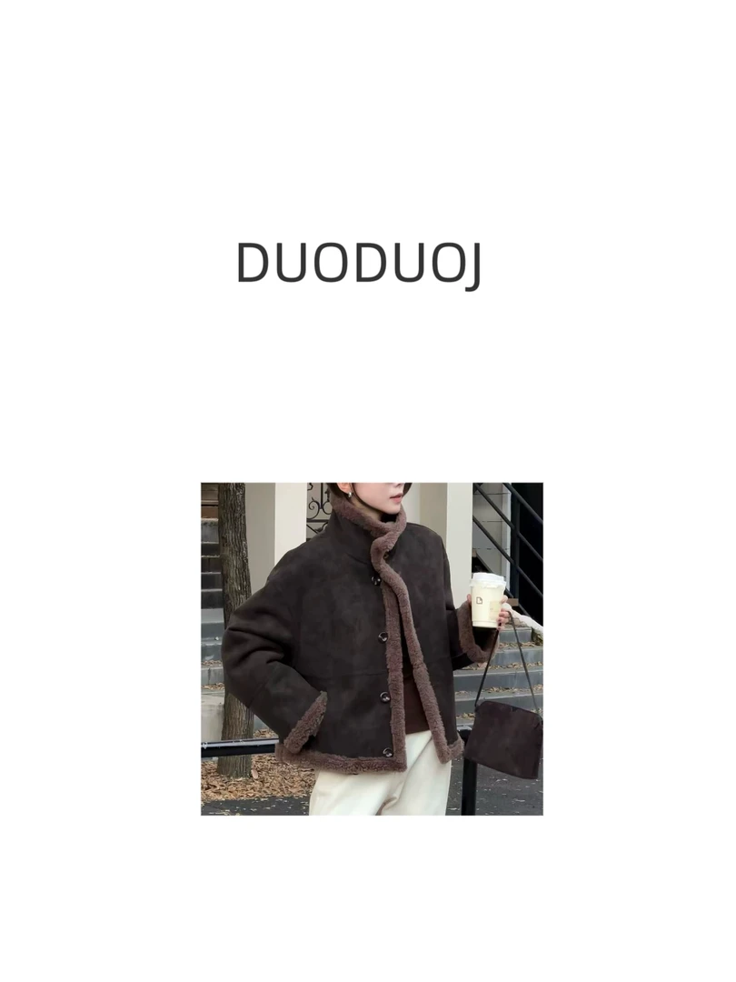 【DuoDuoJ】【皮毛一体外套Q2059】韩系休闲百搭轻奢设计师加厚外套