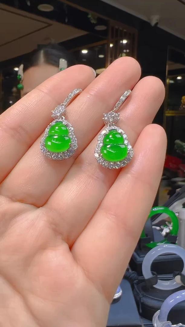 银S925镶嵌翡翠耳饰028（多样性发其一）