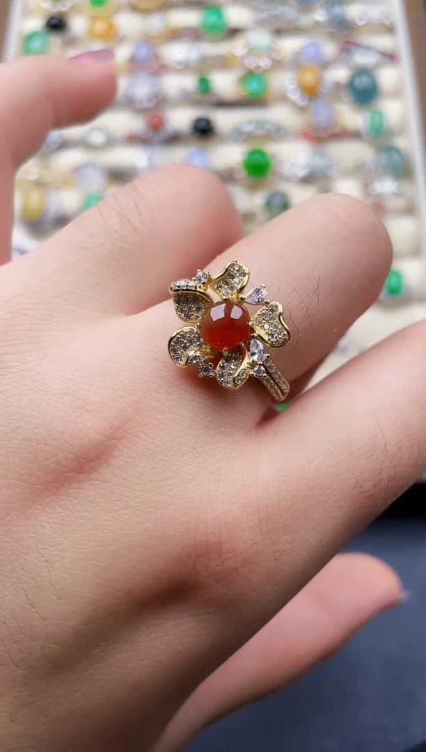 银S925镶嵌戒指翡翠163