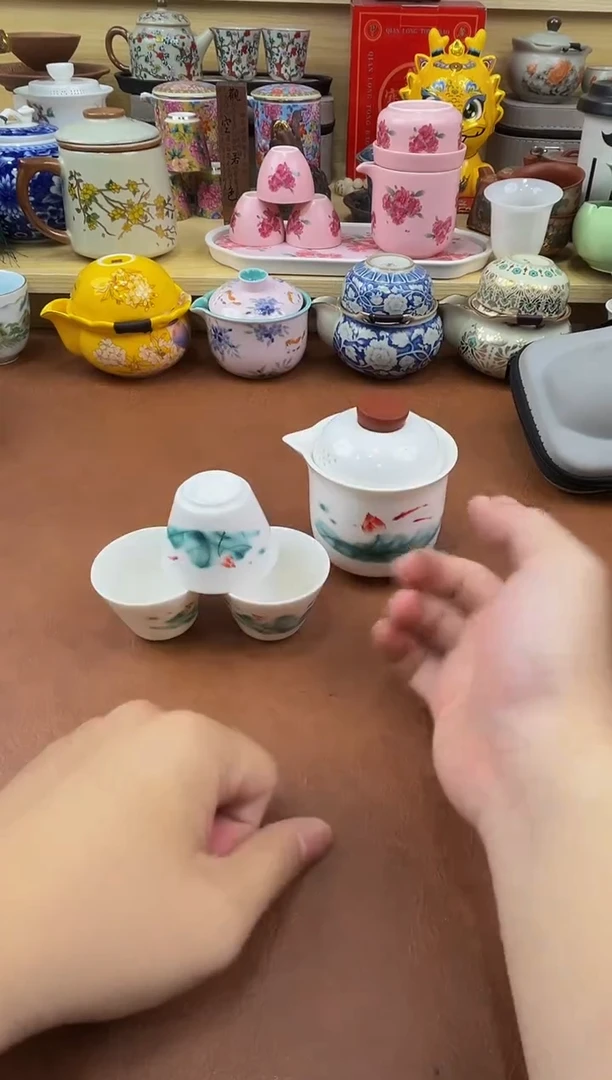 陶瓷茶具摆件旅行套组