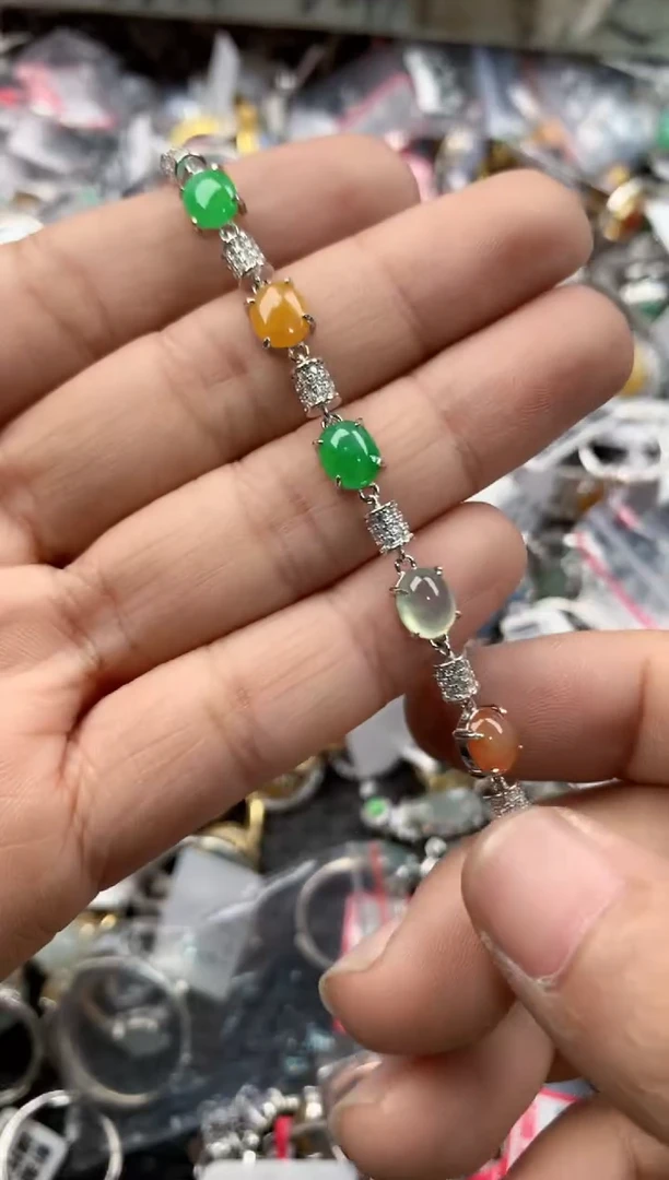 银S925镶嵌戒指翡翠12           7