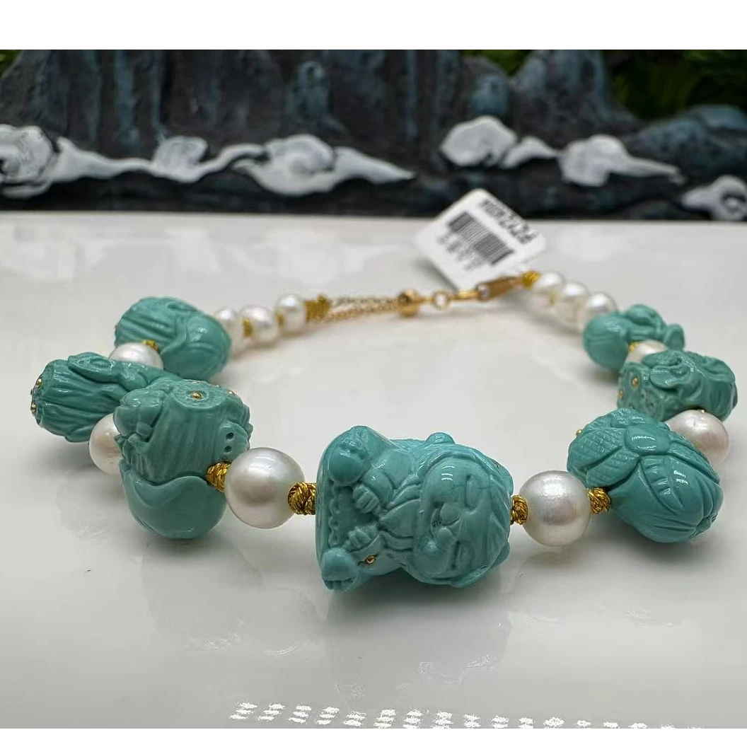 （升升）品众珠宝百搭DIY绿松石莲蓬多宝手串