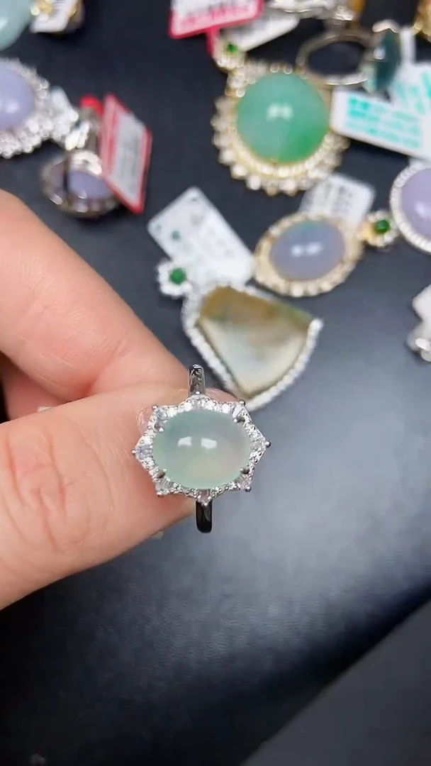 银S925镶嵌戒指翡翠3760