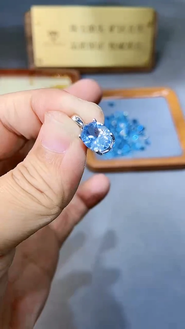 【闪购商品】海蓝宝石颈饰银S925镶嵌123